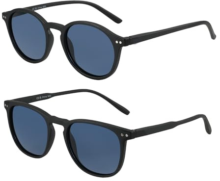 ZENOTTIC 2 Paia Occhiali da Sole Polarizzati per Uomo Donna Retro Vintage Rotondi Quadrati Protezione UV400 Unisex