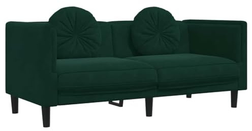 vidaXL Sofa, Polstersofa mit Kissen 2-Sitzer, Zweisitzer Loungesofa Designsofa für Wohnzimmer, Couch Wohnzimmersofa, Modern, Dunkelgrün Samt