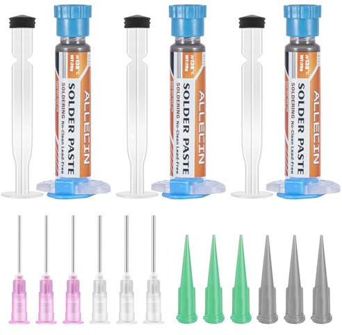 ALLECIN 3 Pezzi Pasta Saldante Senza Piombo Sn42 Bi58 138°C Pasta per Saldare a Stagno 138 Gradi Celsius Solder Paste 20 Grammi Bassa Temperatura Pasta di Saldatura Siringa per BGA SMT (20g)