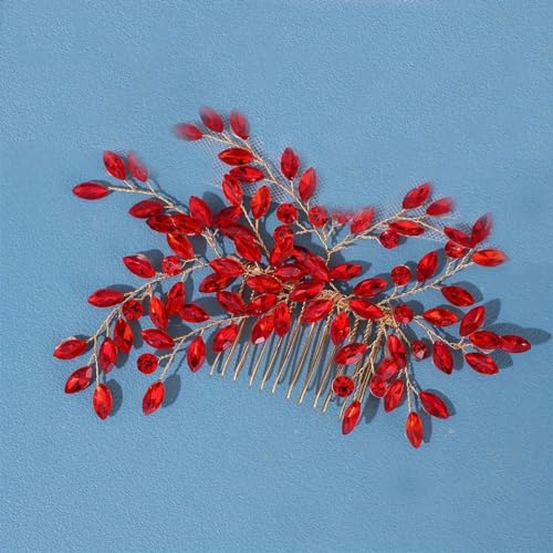 Haarkamm, Haarspange, Haarnadel für Damen, Braut, Strass, Brautschmuck, Hochzeit, Haarschmuck, Schmuck, Geschenk, Rot
