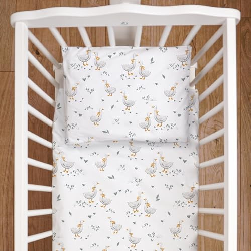 Baby Comfort Set di biancheria da letto da 4 pezzi per lettino, comodino, culla o lettino da viaggio, 80 x 70 cm, motivo: anatra (12 mesi+)