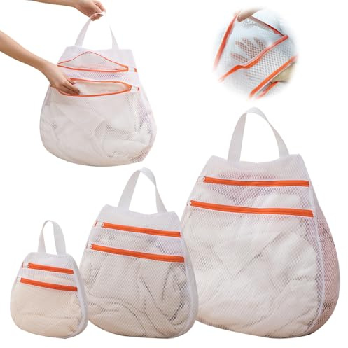 KASESSS 3 Stück Wäschenetz für Waschmaschine, Wiederverwendbar Wäschesack Waschmaschine, Wäschebeutel mit ReißVerschluss Netz Laundry Bag Polyester Wäschesäcke für Feinwäsche Blusen und UnterwäSche