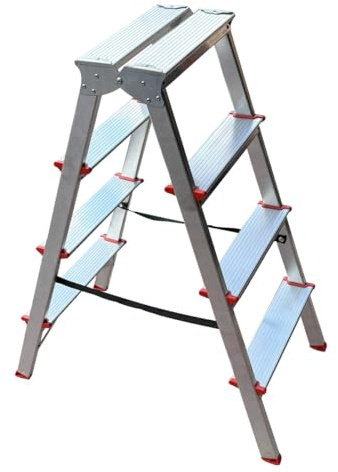 MTRA - Scaletta a doppia pedana in alluminio, 4 gradini