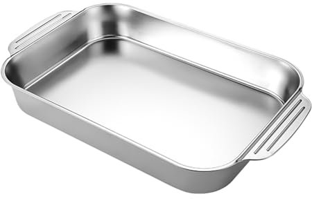 CTCOIJRN Bandeja for asar/tostar de 5 tamaños, bandeja rectangular de acero inoxidable for hornear pescado, cacerola for pasteles, plato hondo for servir for cocinar pavo, carne de res, verduras, horn