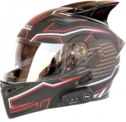 Modular Motorcycle Bluetooth Helmet, Flip Up Motorbike Helmet With Anti-Fog Dual Visor Built-in Dual Speaker Microphone Headset For Men And Women ECE Approvedhat(L,M:57~58cm)