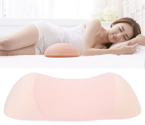 Memory Foam Lumbar Pillow, Lumbar Support Cushion, for Sleeping with Double Wing Design Removable Cover Ideal for Bed Chair Sofa Lumbar Support Cushion (Pink)
