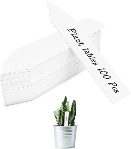 TEICHI Plant Labels for Outdoor Plants, 100pcs Plastic Plant Markers & Labels, Waterproof Garden Plant Tags for Seed Herb Seedling Vegetable Flower Potted Plants (White)
