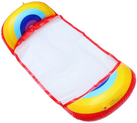 JOINPAYA 2stücke Titel Luftmatratze Wasser Mit Netz-hängematte Und Rückenlehne Aufblasbare Schwimmplattform Für Erwachsene Wassermelone Regenbogen