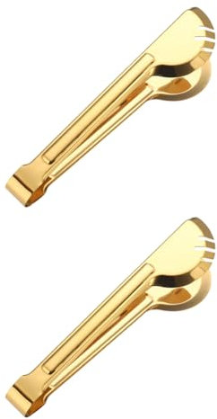2PCS Cooking Tweezers Stainless Steel Stainless Steel Ice Tongs Sugar Tongs Candy Tongs Sugar Clip Ice Cube Tongs Multifunctional Food Tongs Serving Tongs Kitchen Gadget for Wedding Bar Party