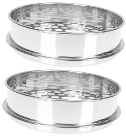 TIDTALEO 2pcs Stainless Steel Round Hole Soil Sieve for Blueberry Mushroom Sifting Dirt Sifter for Gardening Kitchen Use Mesh for Precise Filtering