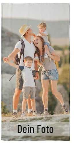 Handtuch personalisiert mit Foto - Personalisiertes Handtuch bedrucken - Persönliches Foto Geschenk - Coole Fotogeschenke für Freundinnen, Freunde und Partner (Hochformat, 50 x 100 cm)
