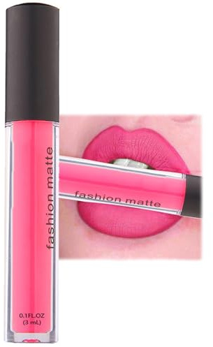 Velvet Matte Bright Hot Pink Liquid Lipstick - Waterproof, Quick-Drying, Non-Sticky Full Coverage Lip Gloss - Long Lasting Matte Lipstick for Women