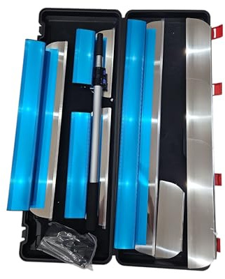 Set di Spatole per Stucco Professionale, Lame in Acciaio Inox con Impugnature Blu, Custodia Inclusa