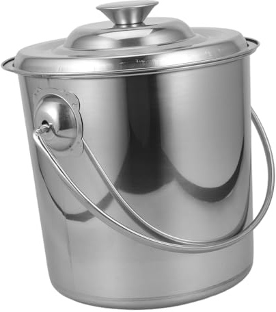 WEKADRIN Seau en Acier Inoxydable de 6l avec Couvercle, Seau Multifonctionnel pour Stockage Alimentaire et Conservation du Riz, Cuisine et Organisation