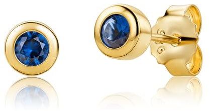 OROVI Boucles d'Oreilles Femme, Argent Plaqué Or 18K, Boucle d Oreille Saphir, Clous d’Oreilles Argent, Piercing Oreille, Bijou Pierre Precieuse, Bijoux Femme Hypoallergénique, Boite Cadeau Incluse