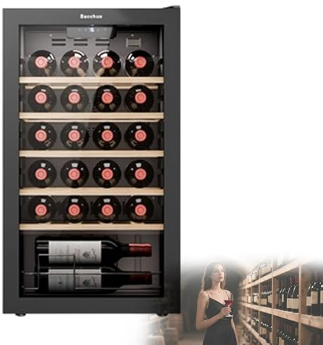 Kindevieft Kühl-/Gefrierschrank mit digitaler Steuerung, Unterbau-Einzelzonen-Kühlschrank für Rot- und Weißwein, Getränkekühlschrank für den Heimgebrauch 24Bottle