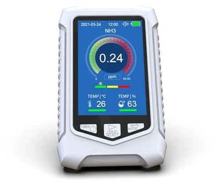 Medidor de amoníaco portátil 5 en 1 con Pantalla LCD de 0 a 50 ppm, comprobador de concentración de NH3 Profesional, Detector de Gas de amoníaco, Dispositivo de Alarma de amoníaco con Amplio Rango