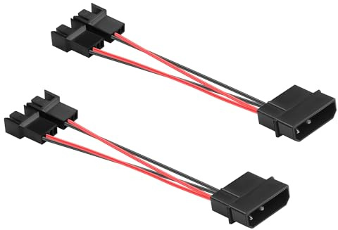 ELFJMZP Cavo adattatore per ventola Molex a 4 pin su 2510 4P-2PIN da 1 a 2 ventole da 12 V, cavo di alimentazione da 24 AWG (5,0 in/13 cm, combinazione di colori nero e rosso) (da 1 a 2)