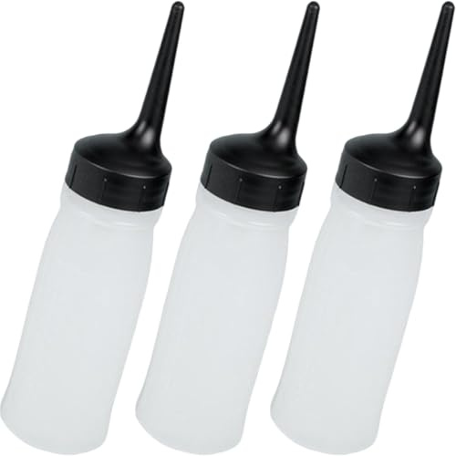 SAFIGLE Lot de 3 Flacons Applicateurs à Presser Petit Format en Pp Transparent pour Teinture et Huile Capillaire Usage Professionnel et Domicile