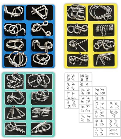 Glamifyr 24 Stück Metall Puzzle Set – 3D Knobelspiele & Geschicklichkeitsspiele für Erwachsene und Kinder, IQ Puzzle zur Förderung der Intelligenz und Koordination (mit Anleitung)