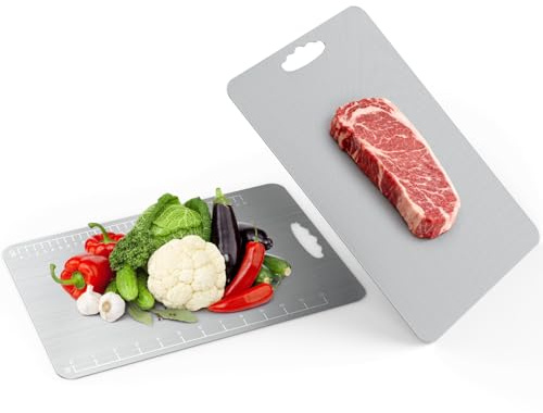 Alyvisun Tagliere in Titanio, Tagliere Multifunzionale (39 × 28 cm) | Design a Doppia Faccia con Superficie Testurizzata Effetto riso e superficie liscia per Verdure e Frutta, Facile da Pulir