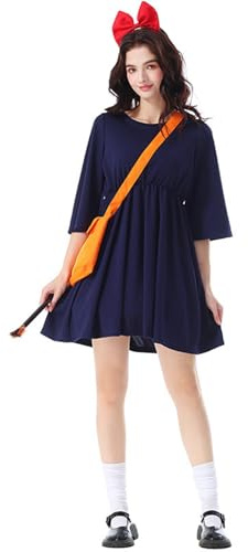 Generisch Robe de cosplay élégante pour jeux de rôle exigeants, fêtes d'Halloween (bleu foncé, taille L)