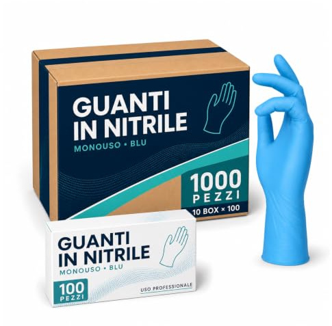 gef + medica 1000 Guanti Blu in Nitrile ULTRASOFT, Guanti Monouso Professionali, Senza Lattice e Polvere, Uso Medico, Alimentare, Industriale, Microruvidi, Resistenti e Confortevoli, Cartone Taglia XS