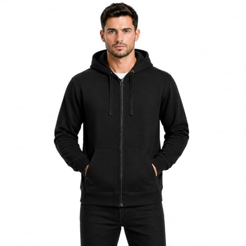 Moon3X Men's Zip Up Fleece Hoodie Long Sleeve Zipped Hoodie Jumper Tops Sweater Hoodies for Men Sweatshirt Jacket S-XXL
