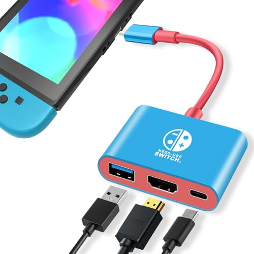 Switch 2 Dock für Nintendo Switch2: 3 in 1 Tragbarer Ladeständer mit 4K/60Hz HDMI/USB 3.0/PD 100W Port Switch Docking Station Kompatibel mit NS Switch2, Steam Deck, Phones, PC (Blau)