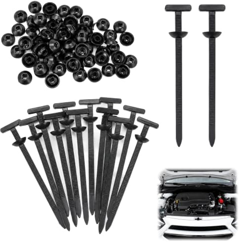 100 Piezas Hebillas Universales de Nailon para Bridas de Cable, Brida Universal con Cierre Automático, Bridas Plástico para Parachoques, Guardabarros y Reparación de Coche