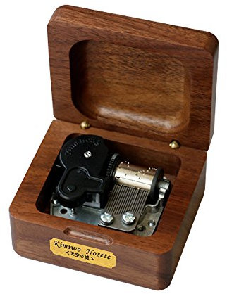 Youtang Mini-Spieluhr aus Holz mit 18 Tönen, kreatives Musikspielzeug zum Aufziehen., Holz, Silver Movement, Tune:Moon River