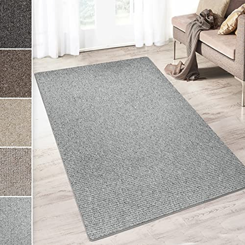 casa pura Teppich Läufer Carlton | Flachgewebe dezent Gemustert | Teppichläufer in vielen Größen | als Küchenläufer, Flurläufer (Hellgrau - 100x200 cm)