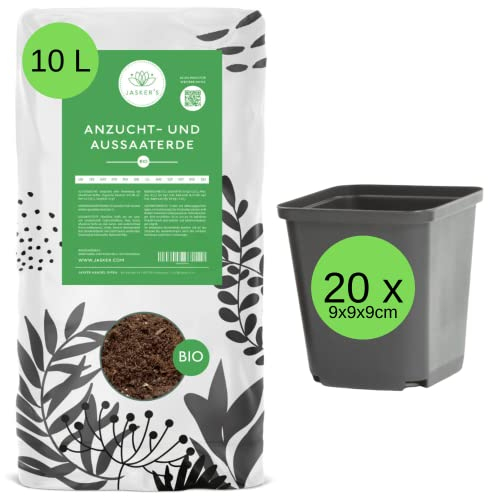 Jasker´s Anzuchterde | 10 Liter | mit Allen wichtigen Nährstoffen | ohne Dünger | Pikiererde für die Aufzucht und Aussaat | Anzuchterde für Kräuter, Obst und Gemüse