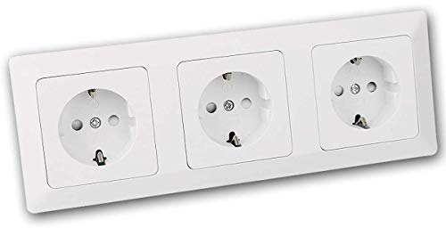MILOS Dreifach-Steckdose, weiß matt, mit Rahmen UP