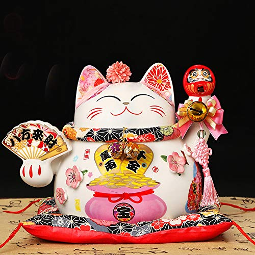 25,4 cm Glückskatze Maneki Neko Feng Shui Katzen [D5]