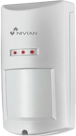 Nivian-Detector de Movimiento inalámbrico Compatible con Alarma Nivian-Apto para Exterior–Inmune a Mascotas de hasta 20Kg-Detección de 12m/100º-Tamper Anti-sabotaje-Fácil instalación sin Cables