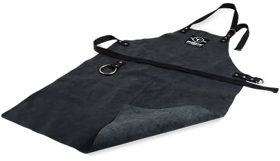 MOESTA-BBQ 19280 - Schwarze Voll-Leder-Grillschürze – Lederschürze mit Nackenriemen – Einstellbare unisex Kochschürze