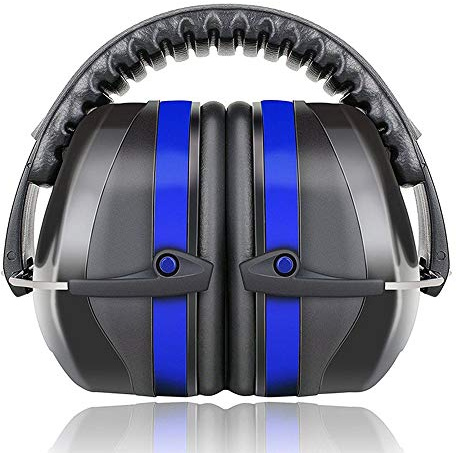 SAYESON Noise Reduction Safety Ear Muffs, Adjustable Headband Professional Ear Defenders, Shooting Hearing Protector Earmuffs (Blue)