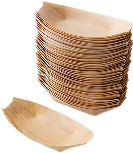 Sanxian - Platos/platos desechables de madera para barco (300, 8 pulgadas de largo x 3.9 pulgadas de ancho x 0.8 pulgadas de alto).