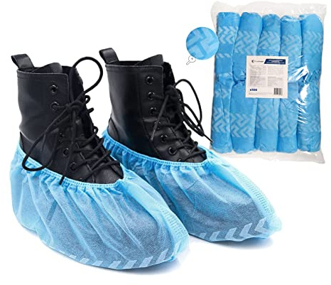 Set di 4x 100 Copriscarpe Monouso in TNT OneProtek - Calzari Usa e Getta Antiscivolo - Resistenti e antipolvere - Per coprire il piede - Protezioni per scarpe