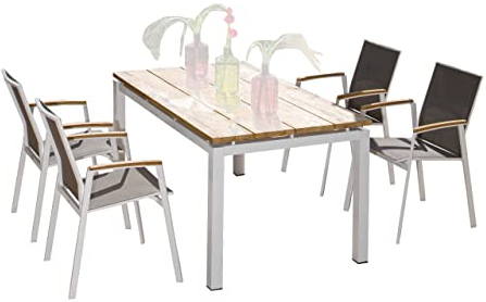 Sonnenpartner 5-teilige Sitzgruppe Fresno & Base 160x90 cm Aluminium weiß