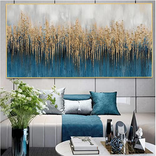 Yinaa Quadri su tela Modern Minimalist Vertical Abstracts Dipinti decorativi Lamina d'oro Poster per soggiorno Murale 70x140cmx1pcs senza cornice