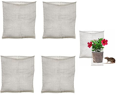 ZRSWV 4 x Wurzelschutz-Netzbeutel, Edelstahl-Gartenpflanzen-Netzbeutel, Gopher- und Wühlmaus-Drahtkörbe für Pflanzen, Blumen, Wurzelschutz