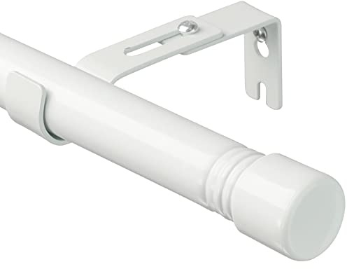 HARRMS Gardinenstange Weiß Ausziehbar, 76-198cm, Verstellbare Vorhangstange Metall, Scheibengardinenstange 1 läufig mit Halterungen und Endstücken für Schlafzimmer, Wohnzimmer