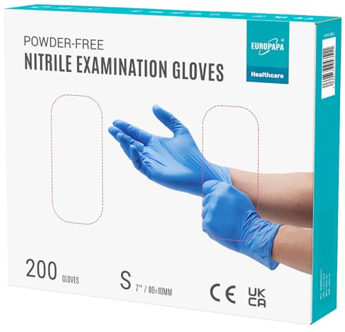 EUROPAPA® 200x Einweghandschuhe Nitrilhandschuhe puderfrei Untersuchungshandschuhe EN455 EN374 latexfrei Einmalhandschuhe Handschuhe in Gr. S, M, L & XL verfügbar (S, Ocean Blau)
