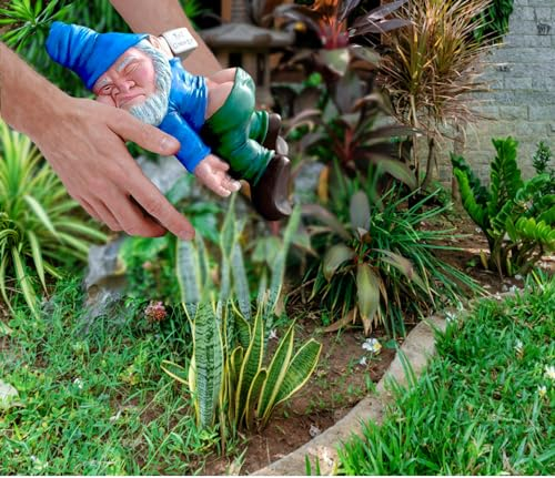 Gnomo da giardino ubriaco da giardino statua da giardino in resina fatta a mano gnomo da giardino divertente decorazioni per esterni statue da esterno in blu