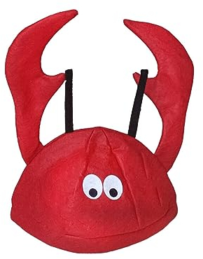 ISAKEN Krabben Hut - Niedlicher roter Hummer Hut - Meerestier Kostüm Zubehör - Kinder & Erwachsene Cosplay & Party Neuheit