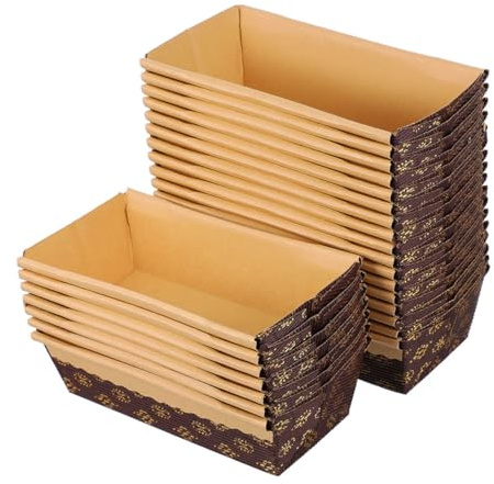LABRIMP Moule à Cake 25pcs en Papier Kaki, Forme Bateau, Cuisson au Four | Démoulage Facile, Résistance aux Hautes Températures, Chaleur Uniforme, Fêtes Familiales