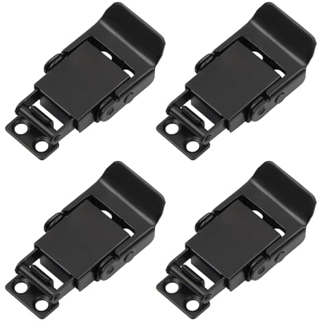 4 Piezas Cerradura de Palanca Cierre de Resorte de Acero Inoxidable Cerradura de Caja de Pestillo de Tensión Palanca Resorte Pestillos para Caja de Herramientas, Cajcón, Baúl, Negro