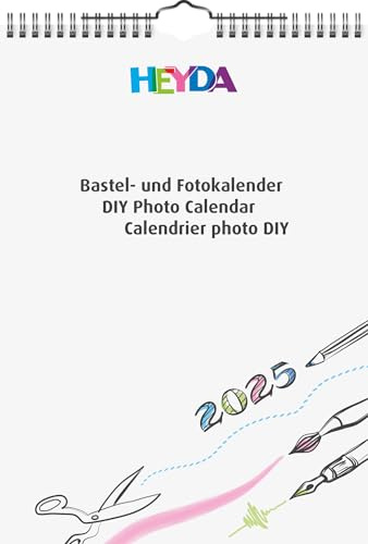 Heyda Calendrier de bricolage et photo annuel (2025), 1 feuille = 1 mois, format A4, blanc